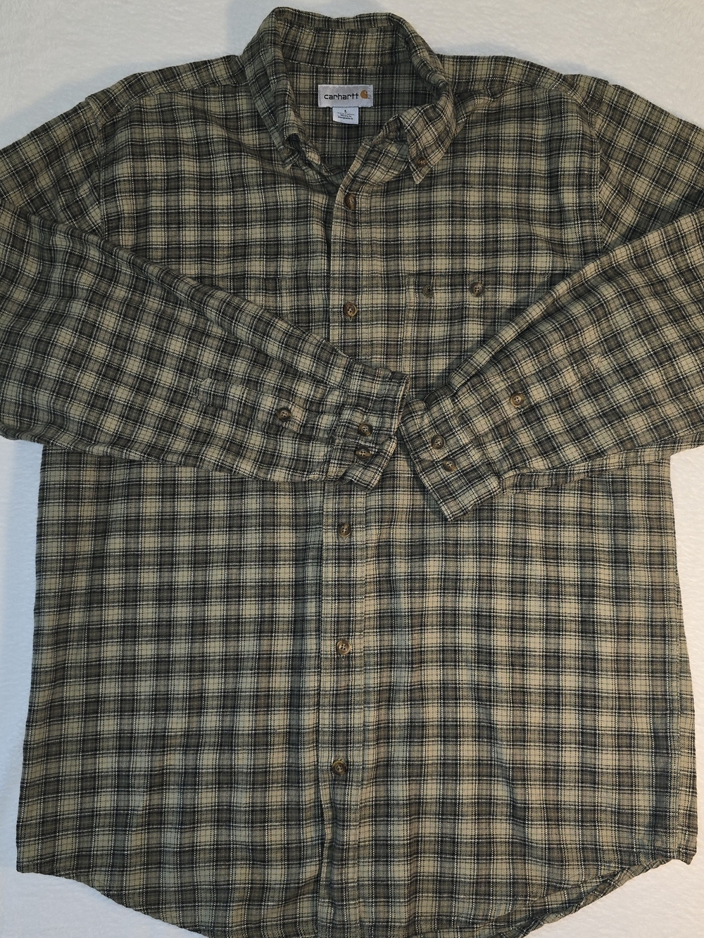 Carhartt Shirt, Mens Large Plaid Flannel Relaxed Fit  Workwear